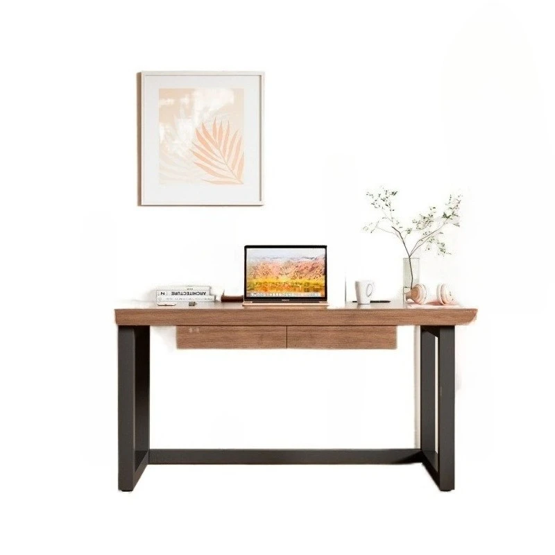 

Компьютерный стол из массива дерева. Утолщенный и усиленный. Простой студенческий стол для спальни. Бытовой верстак из кованого железа. Письменный стол.