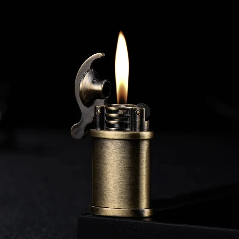 

Metal Retro Style Cigarette Cigar Flints Flint Lighter Windproof Brass Metal Men Gadgets Kerosene Oil Square Gasoline Lighter