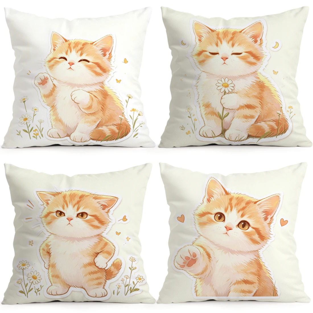 Cat Emoticons Pillowcase Printed Polyester 40/45/50cm Throw Pillowcover Decorative Sofa Cushion Pillowslip Home Decor