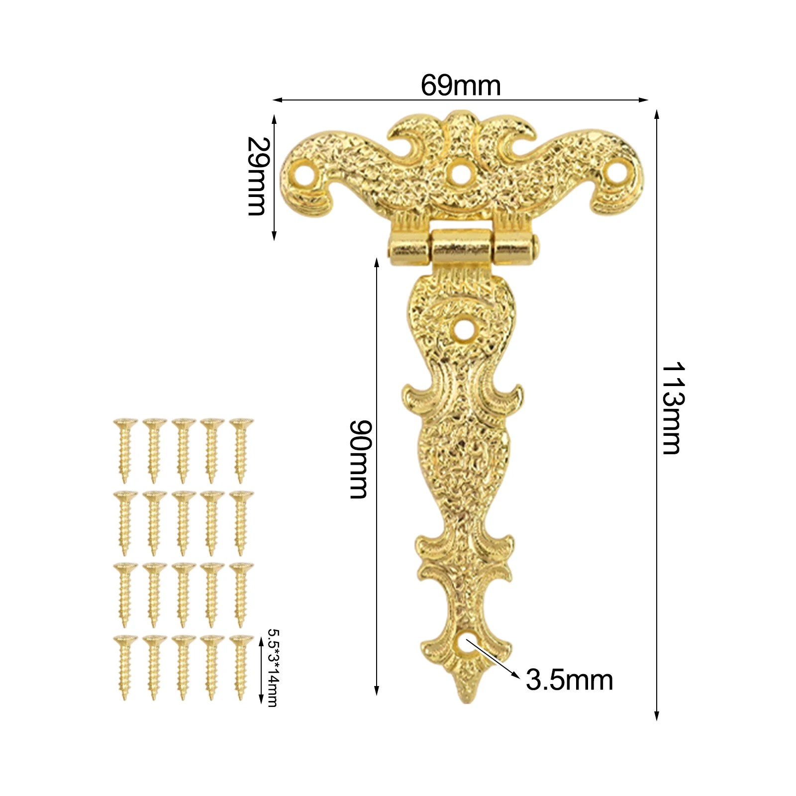 DIY Projects Antique T Hinges Decorative Cabinet Hardware Convenient Package Elegant Antique Design Engraved Exterior