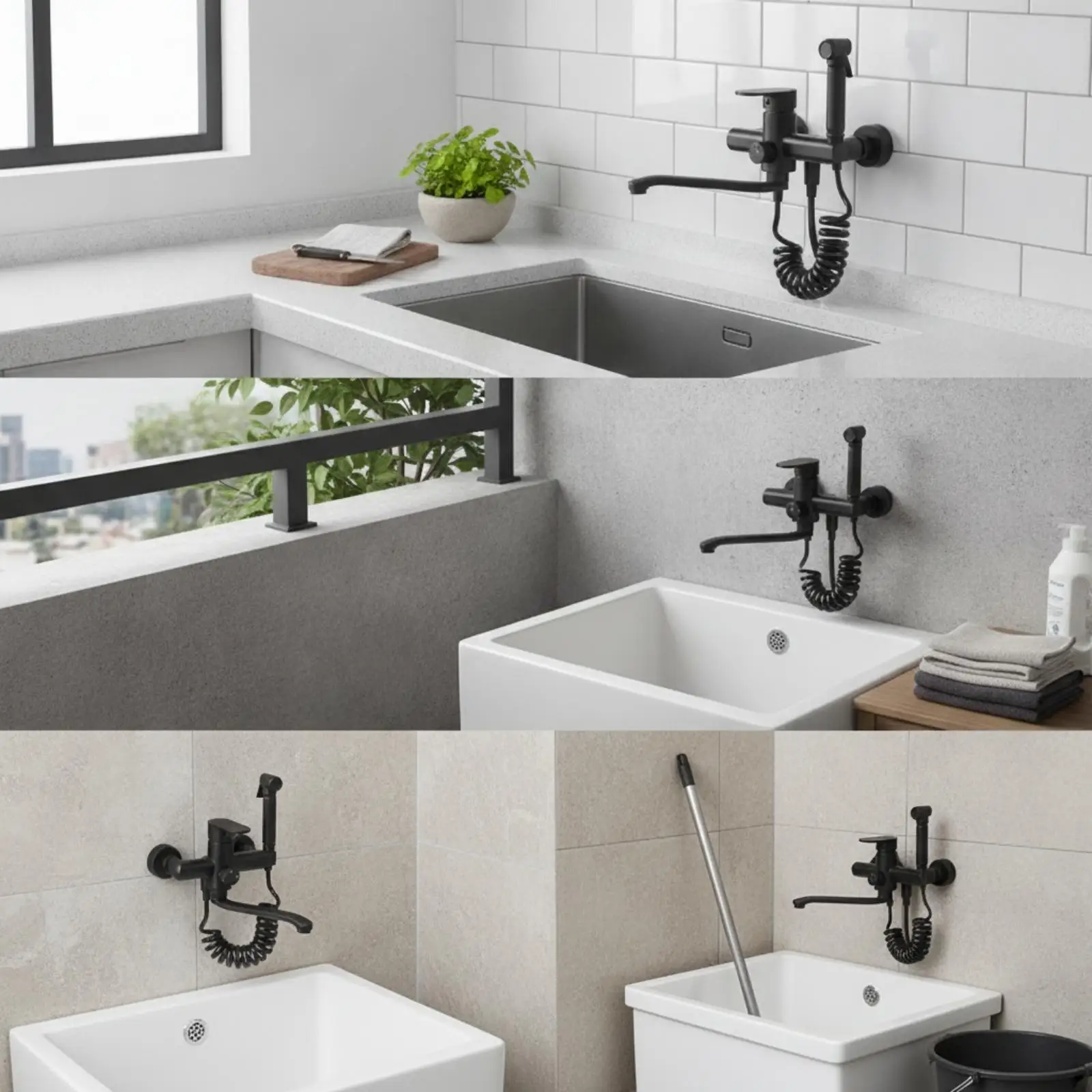 space-saving-wall-mount-kitchen-faucet-with-handheld-sprayer-two-hole-cold-hot-water-tap-for-small-sink