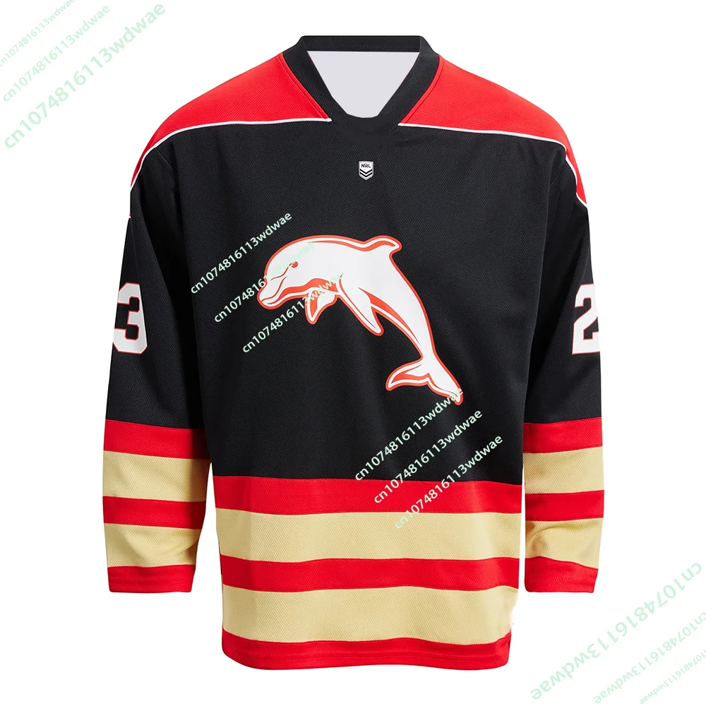 

Latest 2026 NRL Australia Dolphins Adult Hockey Jersey Mens 3D Pint Long Sleeve Sport Training Casual Quick-dry T-Shirt Moto