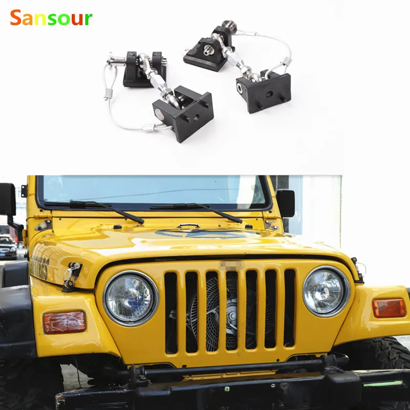 

Sansour Car Anti-Theft Hood Lock Catch Latch Bracket Buckle Bonnet Pin Metal For Jeep Wrangler TJ 2nd Generation 1997-2006