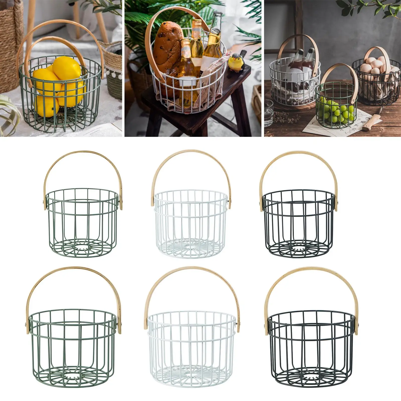 Wire Egg Basket, Metal Egg Storage Basket with Handles Chicken Eggs Holder