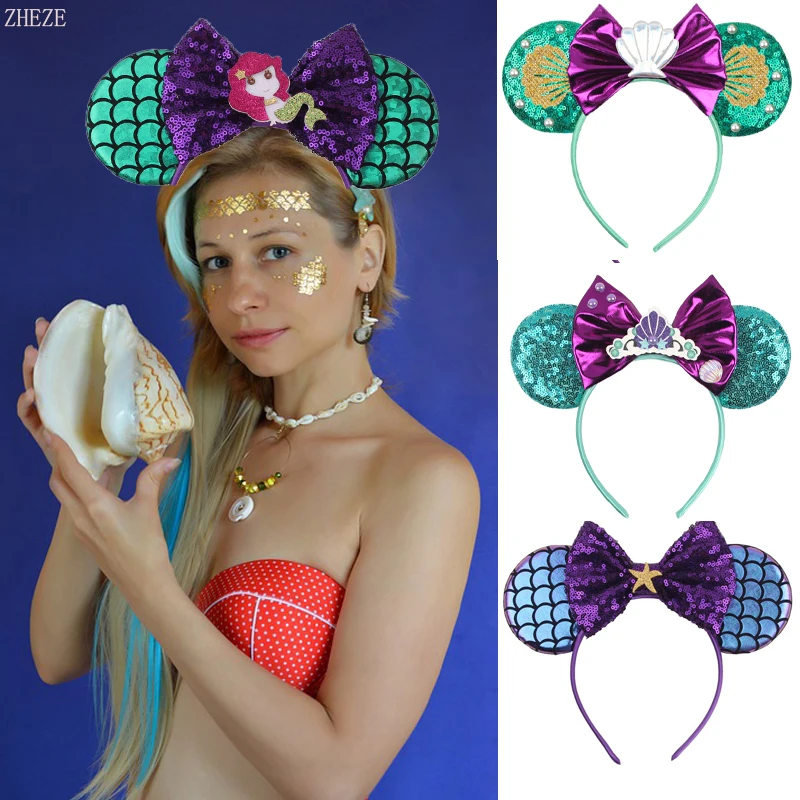 1 Stück Arielle Meerjungfrau Prinzessin Haarband-Set Perlenmuschel-Imitation Strand Urlaub Festival Party Haarschmuck für Frauen