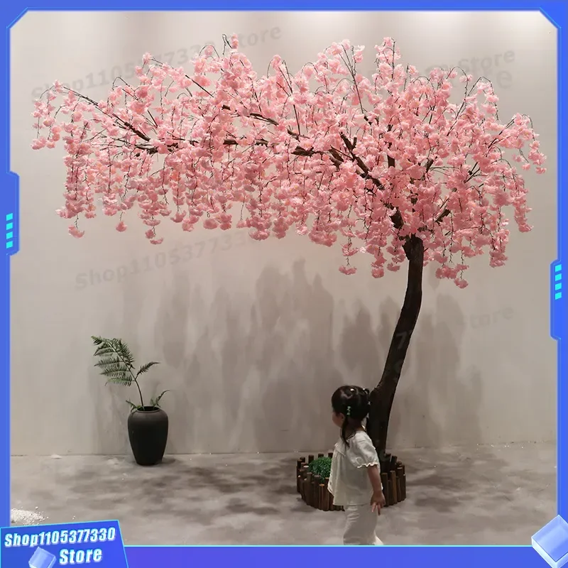 Custom Artificial Cherry Blossom Tree Bionic Hanging Flower Arrangement for Wedding Mall Exhibition Square Decoration Fake