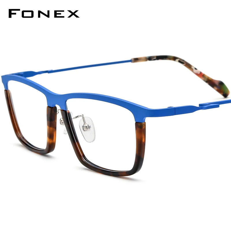 نظارات FONEX-Acetate تيتانيوم للرجال والنساء ، نظارات مربعة ، نظارات عصرية ، نظارات جديدة ، F85792 ،