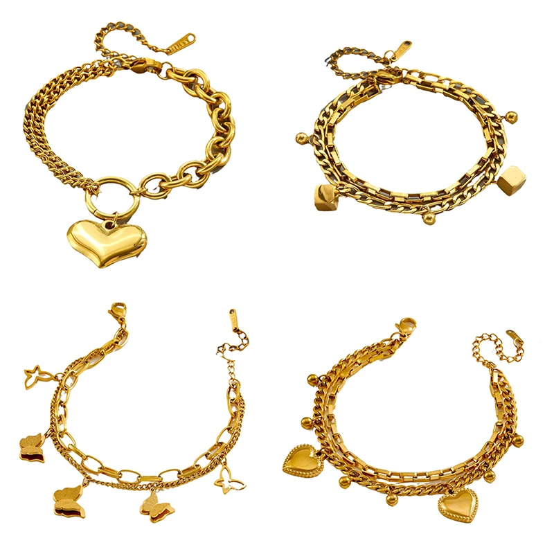 أزياء الحب فراشة تصميم هندسي قلادة سوار المرأة التيتانيوم الصلب لا يتلاشى مجوهرات عيد الحب هدية عيد ميلاد