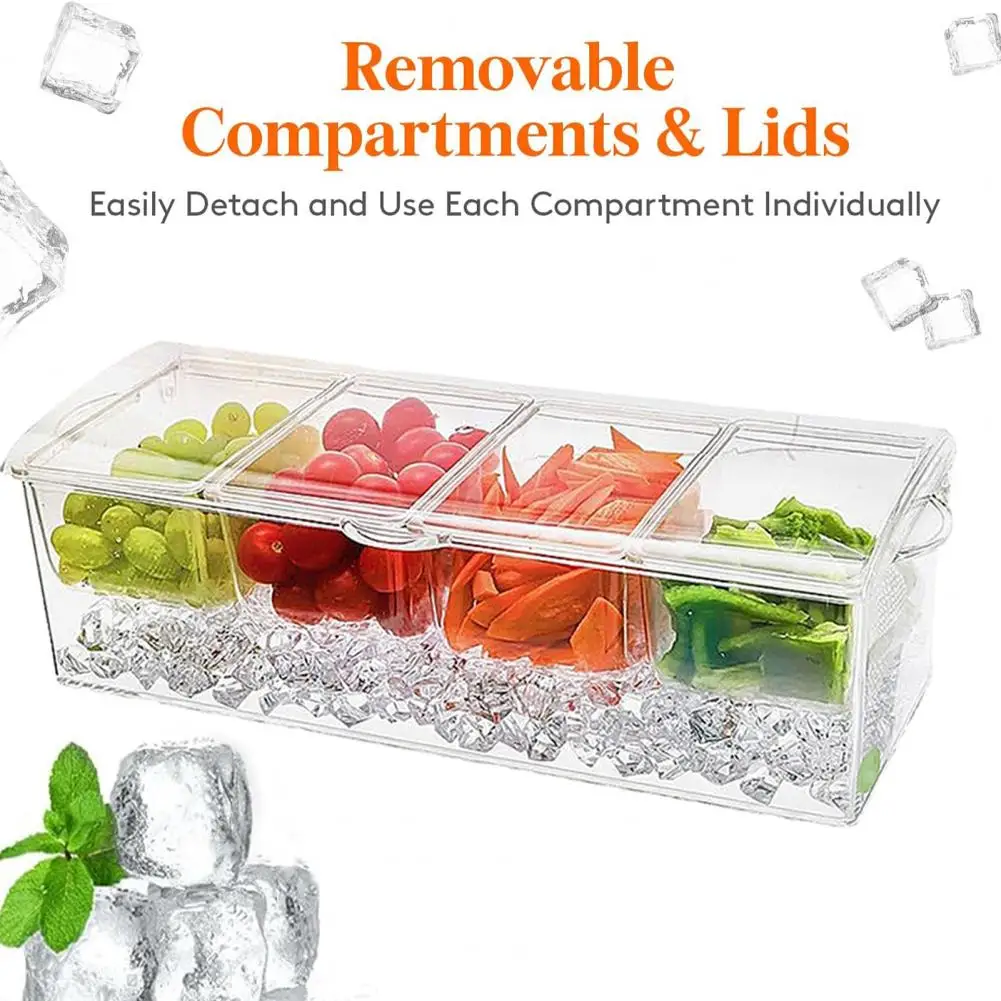 

Freezer Tray With Compartments Fruit Compartment Box Transparent Fridge Fruit Box With Ice Storage For Salad For Preservation