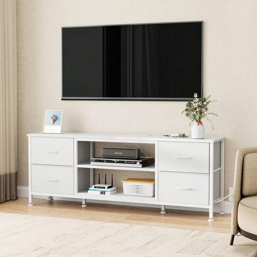 

TV Stand For TVs Up To 60 , Modern TV Console With 4 Fabric Drawers, Entertainment Center With Power Outlet And Storage Cabinet