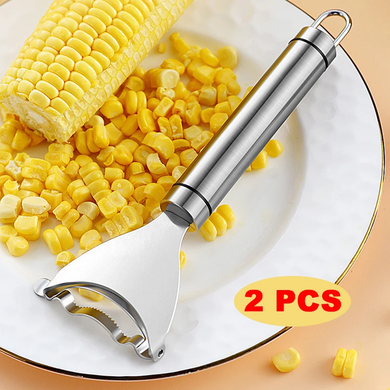 Perontok jagung dapur, 2 buah pengupas jagung Stainless Steel, jagung rumah tangga, pengupas Manual