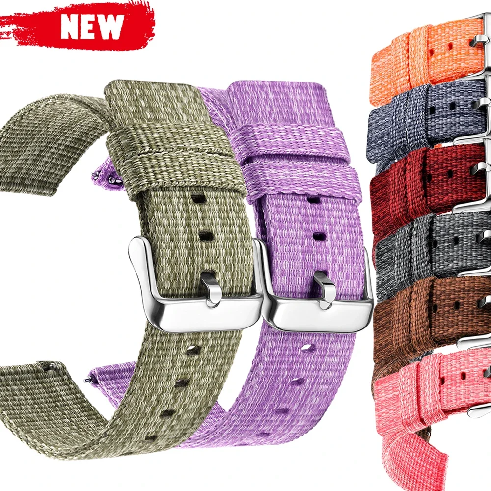 20 18 22 24mm Nylon Band for Samsung Galaxy 46 42mm Watch 3 Gear S3 Active 2 Frontier Wrist Sport Woven for Huawei Watch Amazfit