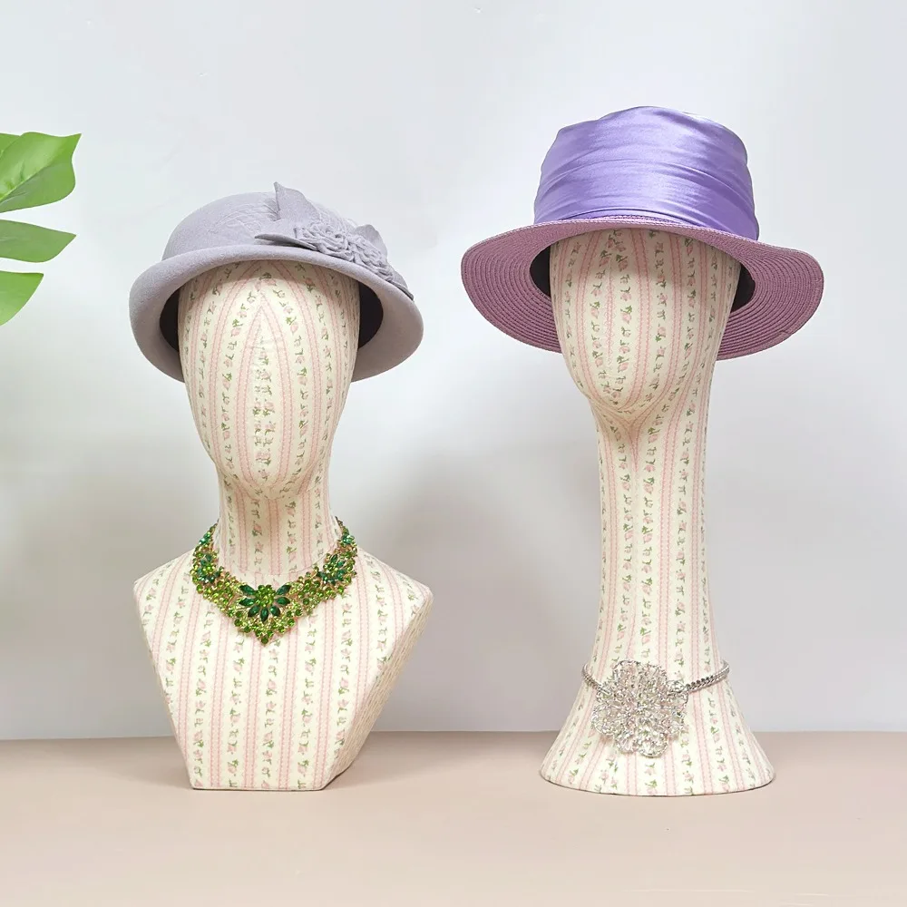 

Fabric Head Model for Wig Hat Earring Display Long Neck Female Mannequin Head