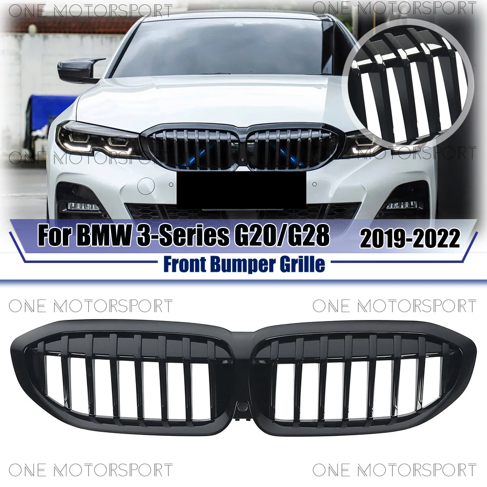 

Glossy Black Front Bumper Grille Single Line Style Racing Grille Bumper Grilles For BMW 3-Series G20 G28 2019-2022