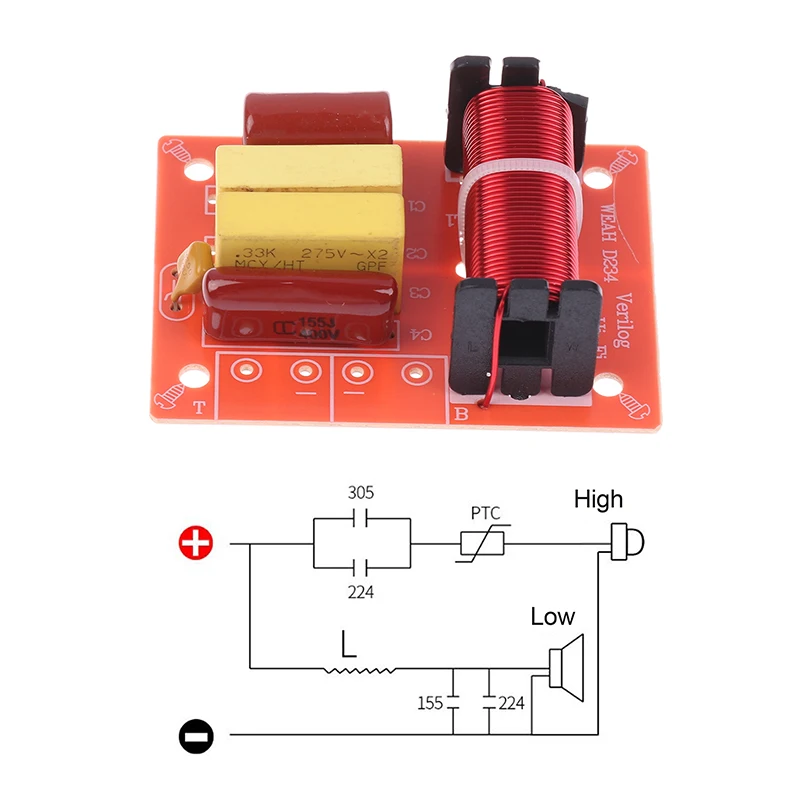 80W 2 Way Audio Treble Bass Frequency Divider DIY Stereo Sound Speaker Crossover Home Loudspeaker Filter Refit Kit