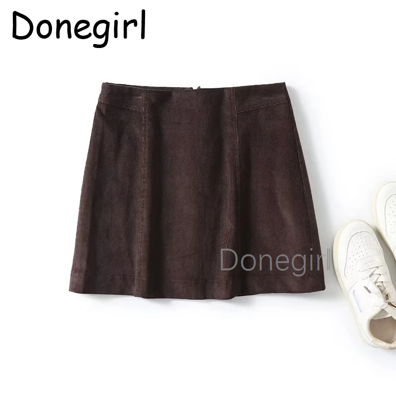 Women Modern Retro Corduroy Skirt High Waist A-line Mini Skirts Brown faldas mujer mini skirt y2k юбки женские