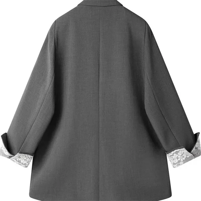 Korean Women Double Breasted Casual Suit Outwear Spring Femme Solid Color Top Coat Autumn Lady Fashion Long Sleeve Blazer Jacket