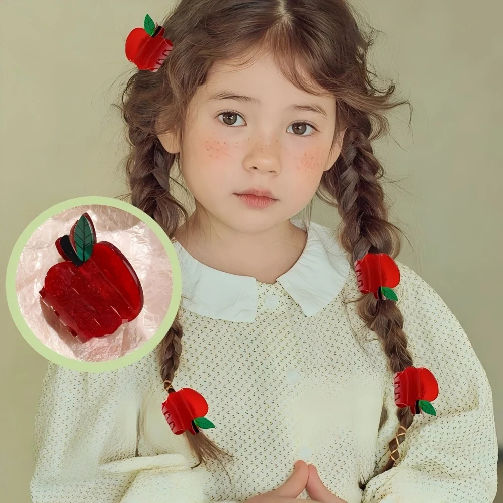 1/4PCS Weihnachten Red Apple Haar Klaue Clips Nette Obst Haarspangen Kiefer Clips für Frauen Mädchen Urlaub geschenk Haar Zubehör