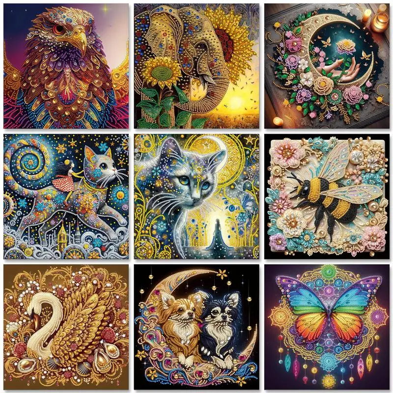 5D DIY Partial Special Shaped Drill Diamond Painting Kit Animal Cat BeeDecoration Craft