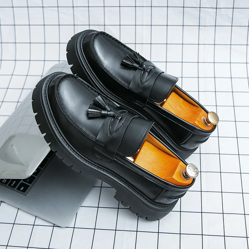 

Spring and autumn men's casual shoes fashion tassel shoes men and women thick-soled British business casual shoes luxury 38-46