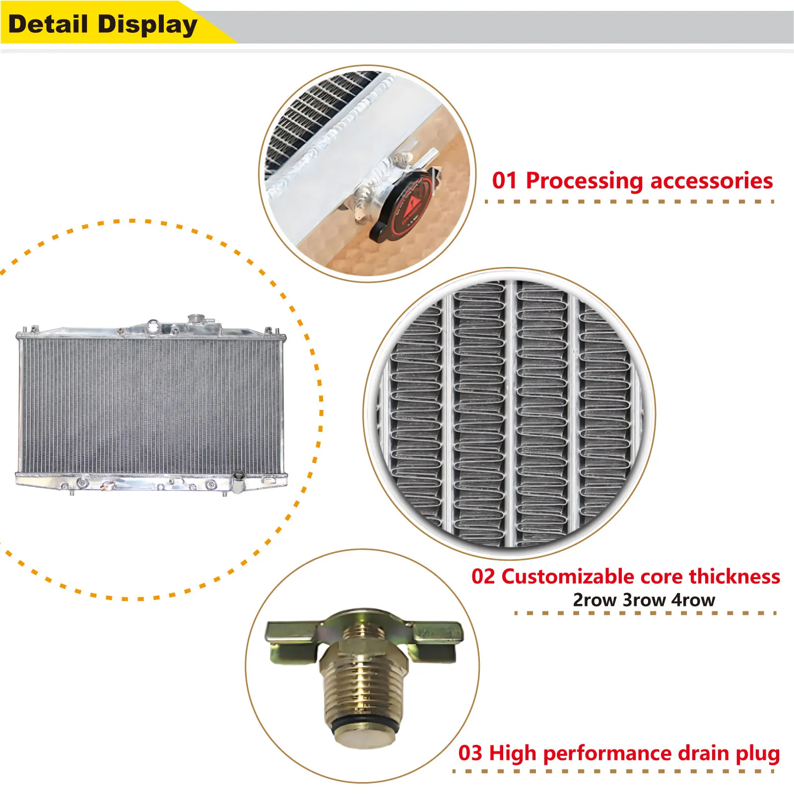 مشعاع ألومنيوم لـ 1998-2003 Honda Accord MK VI VII Hchback CG8 CH6 CG9 CH7 CL4 CL3 CF4 CK CG CH CF #6