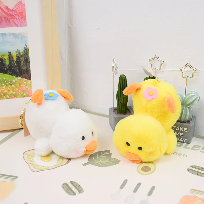 8cm Creative Cartoon Cute Turn A Somersault Duck Plush Toys Children's Funny Naughty Duck Keychain Pendant Doll Kids Girls Gifts