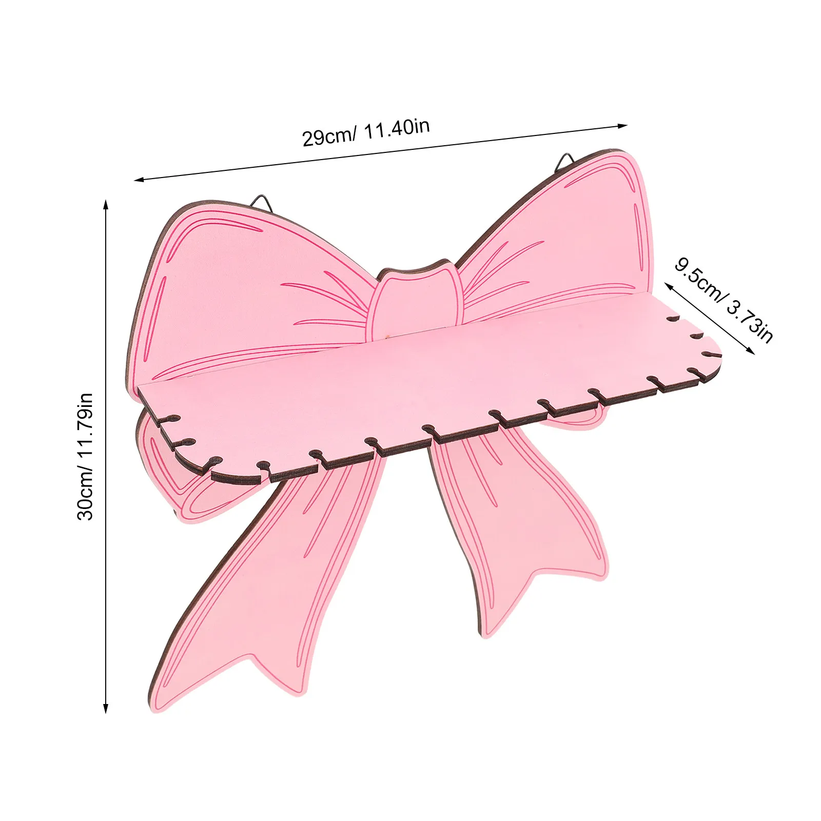 Pink Bow Shaped Wooden Floating Shelf Wall Mount Storage Rack for Nursery Bedroom Living Room Plants Books Pictures Display view 6