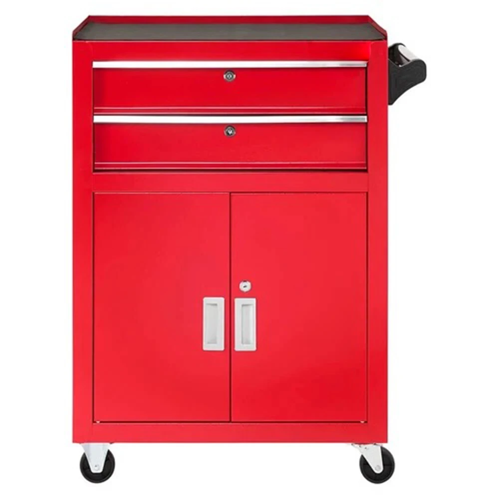 

Красный инструментальный шкаф-ящик с 2 ящиками и 2 дверцами на колесиках для автомобиля или мастерской
