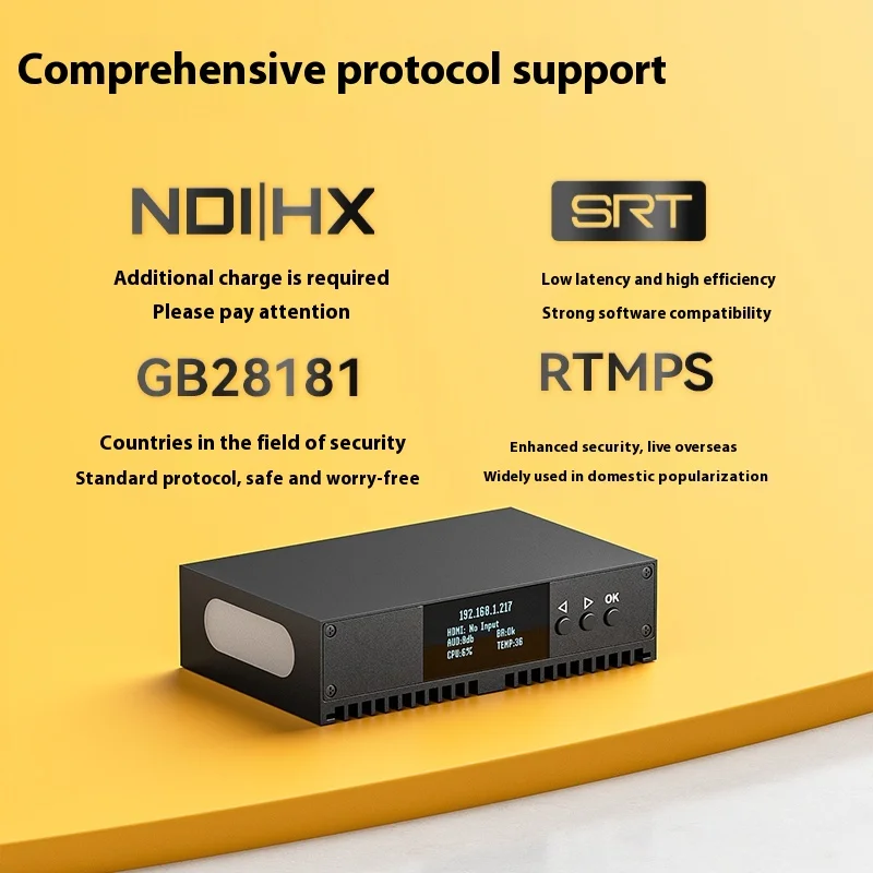 3g Sdi Ndi Codec 4k 1080p Srt Rtmp H265 Real Time Streaming HD Input Multi-Protocol Live Streaming Support NDI,  RTSP/RTMP/HTTP