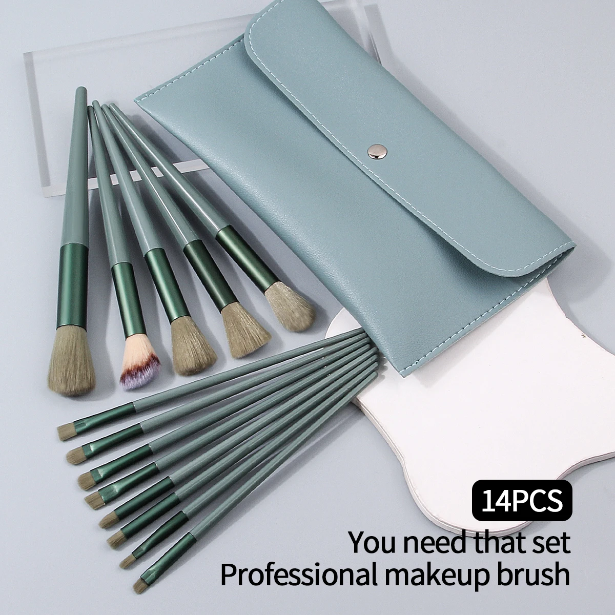 تتضمن مجموعة فرش المكياج عالية الجودة مكونة من 14 قطعة غطاء فرشاة الوجه متعدد الوظائف وحقيبة تخزين بسيطة ومحمولة #2
