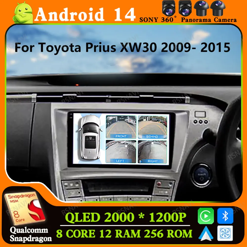 

Andoird 14 Car Radio For Toyota Prius XW30 2009- 2015 Multimedia 4G LTE Wireless Carplay Auto BT Stereo Navigation 2 DIN DVD GPS