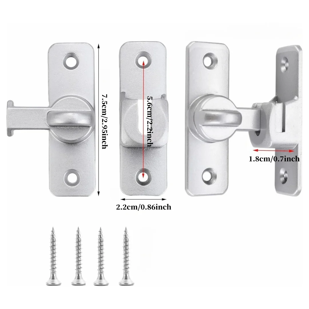 Sliding Barn Door Lock, 90/180 Degree Flip Door Lock, Safety Protection Sliding Door Lock, Flip Lock for Barns, Gardens, Cabinet