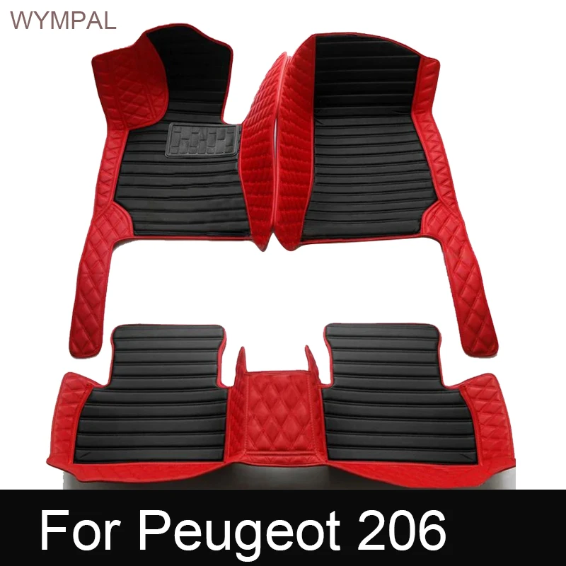 Car Floor Mats For Peugeot 206 206+ 1998~2013 Carpets Rugs Luxury Leather Mat Interior Parts Car Accessories 1999 2000 2001 2002