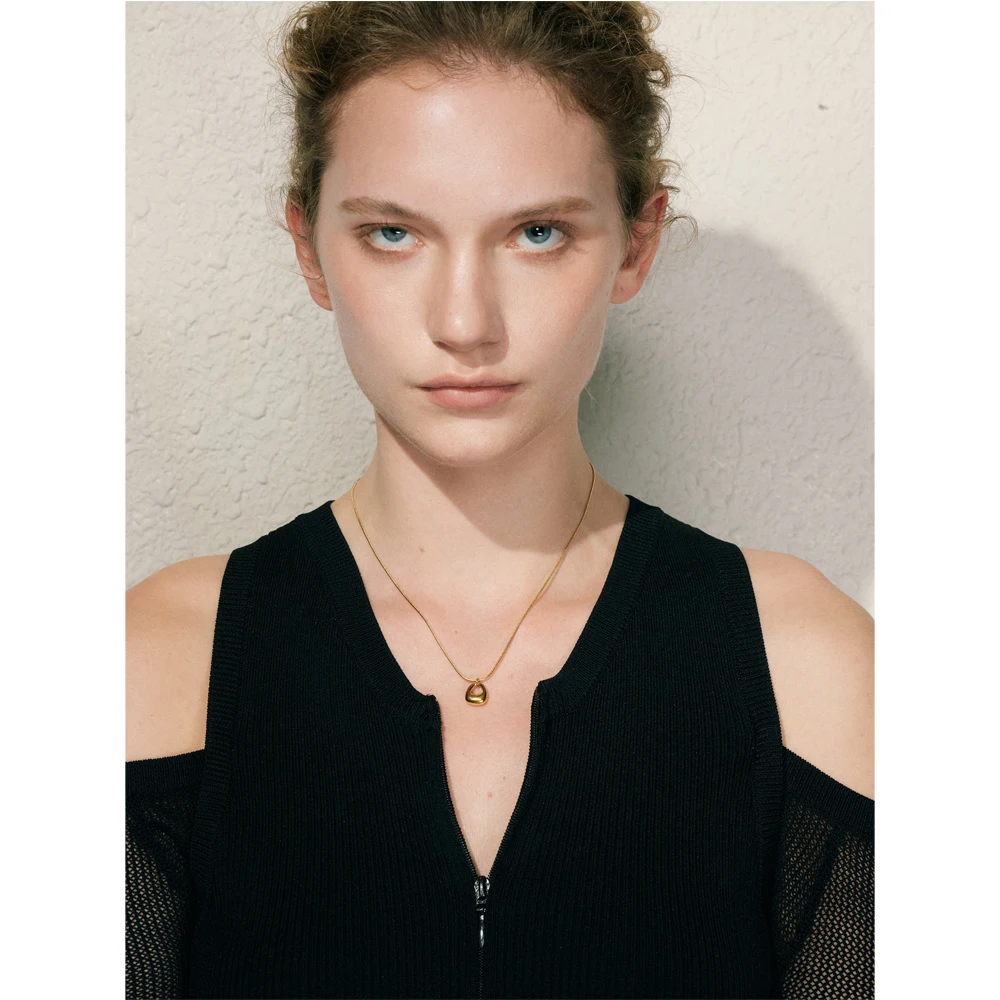 Yhpup Minimalist Stainless Steel Geometric Cute Small Bag Necklace Gold PVD Plated Fashion Pendant Jewelry for Women Wholesale