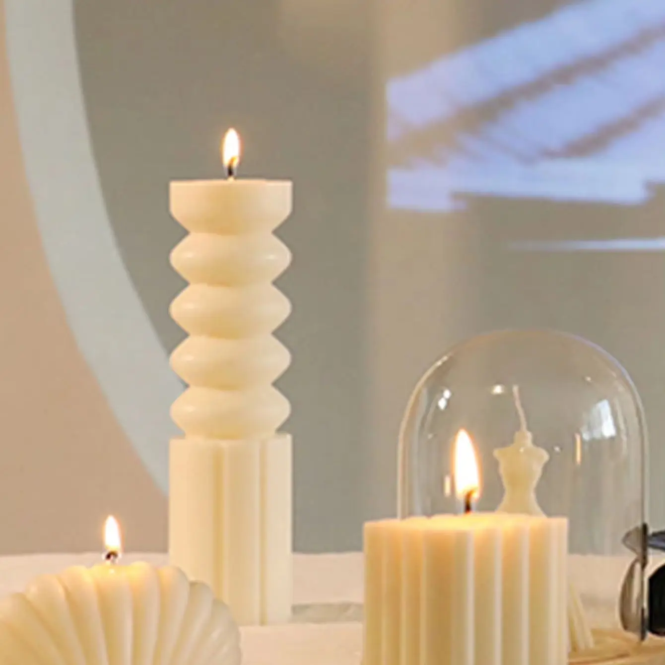 Geometric Stripe Cylinder Candle Mold Plastic Acrylic Spiral Column Pillar Mold Candle Molds Handmade Gift Home Decoration