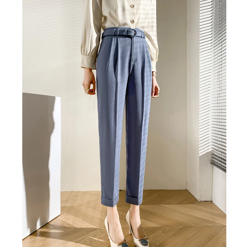 Cigarette Pipe Suit Pants Women's High Waist Show Thin Drape Harem Pants Women 2022 Spring New Ankle-length Straight Suit Pants