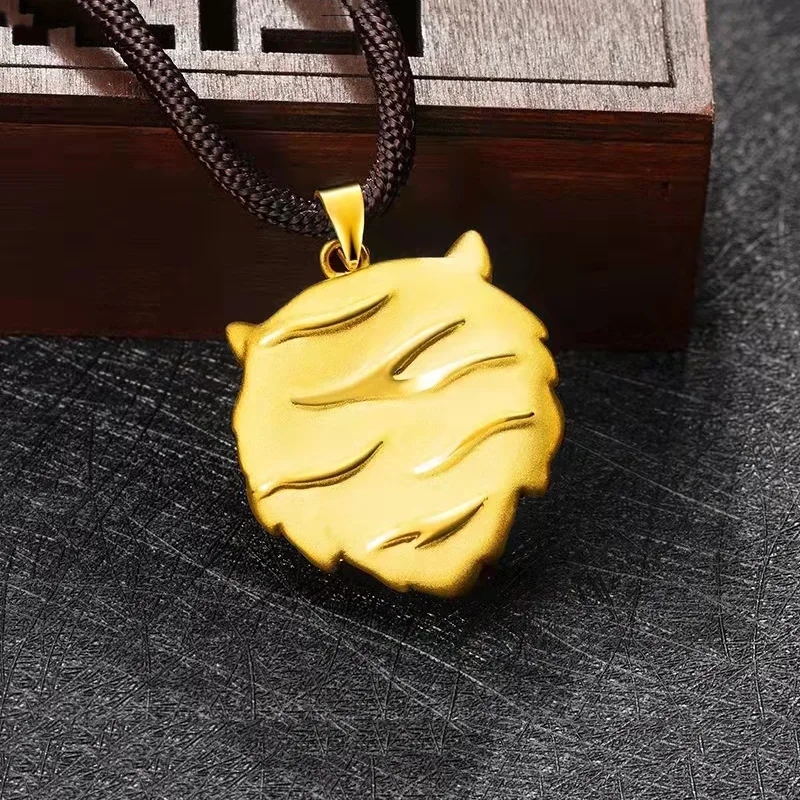 Vietnam Gold Shajin Domineering Tiger Head Pendant Brass Gold-plated Zodiac Tiger Year Pendant Men's And Women's Necklace Gift