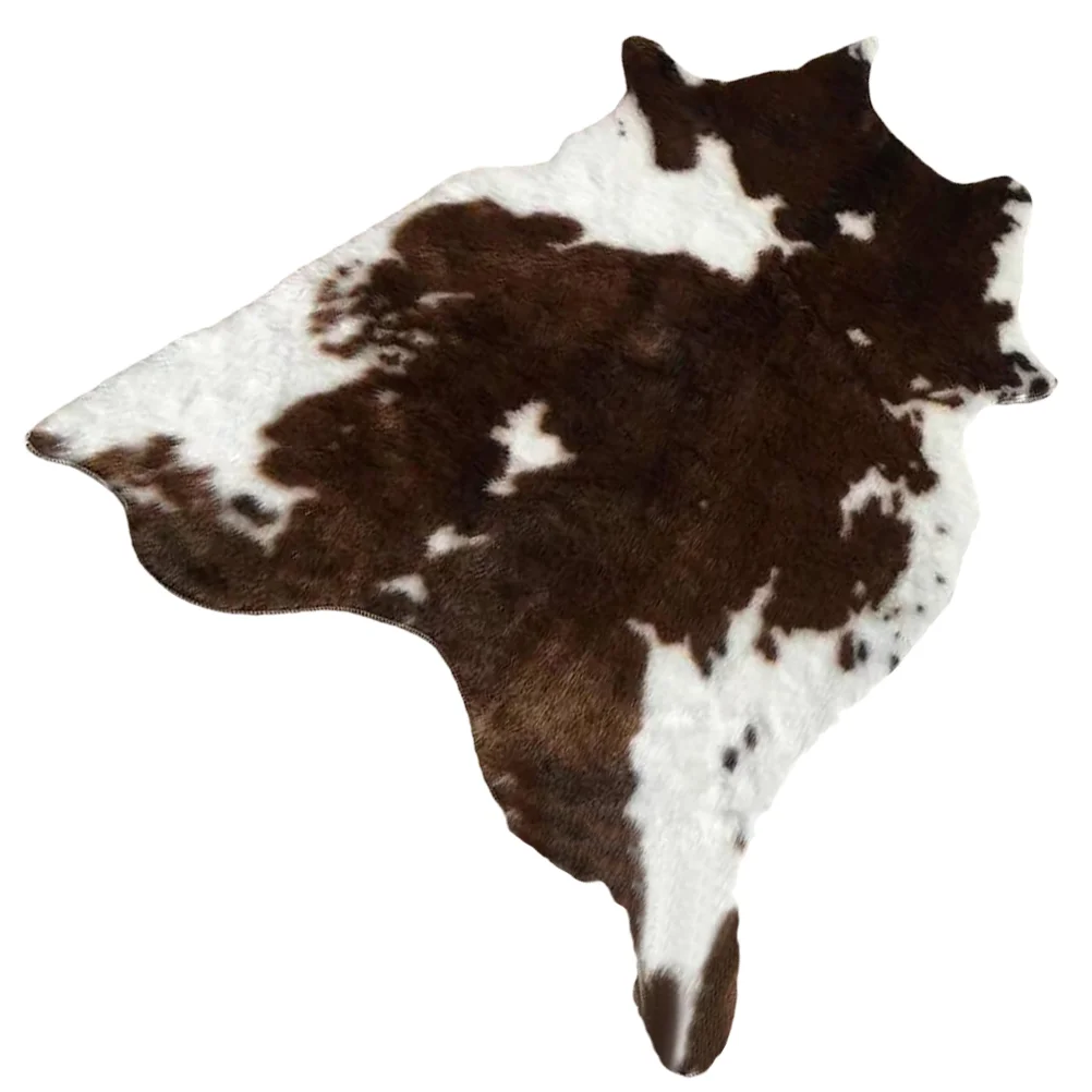 Home Decor Simulated Cow Pattern Plush Carpet Comfortable Floor Blanket Irregular Rug Keep Warm Fluff Mat