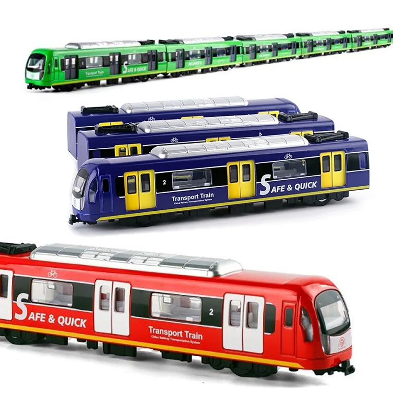 Alloy Subway Toy Simulation Metal Train Model Sound And Light Backmotion Car Track Toy Children Boys Educational Gift