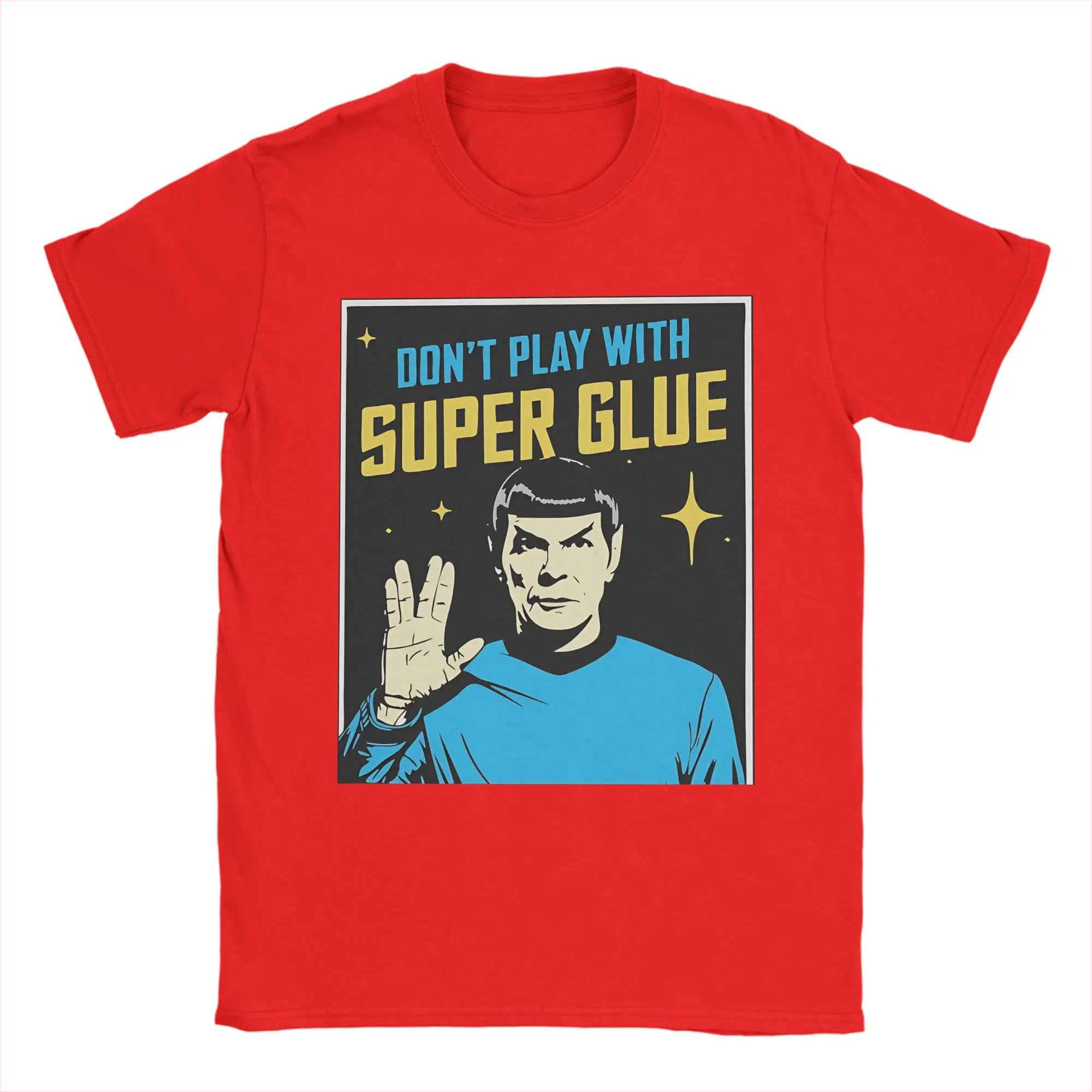 Speel niet met superlijm op! Star Trek T-shirt Heren Katoenen Vintage T-shirts O-hals T-shirt Korte Mouw Kleding Klassiek