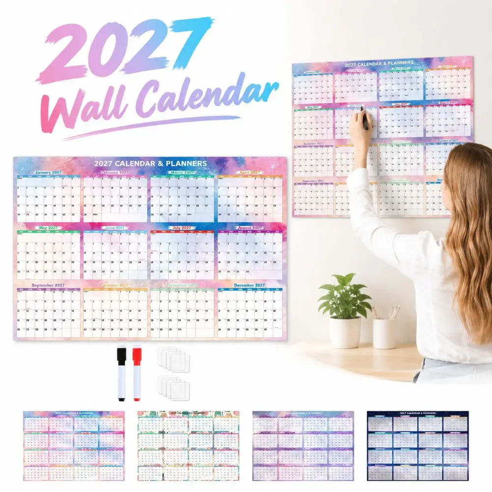 Large Size 2027 Wall Calendar Erasable Surface Foldable Calendar Planner Sheet To Do List Schedule Agenda Organizer