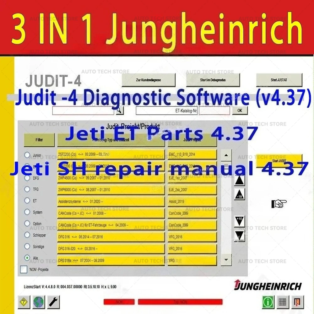 

3 IN 1JETI-Jungheinrich 2025 Judit -4 Diagnostic Software (v4.37) + Jeti ET Parts 4.37+ Jeti SH repair manual 4.37 + Keygen