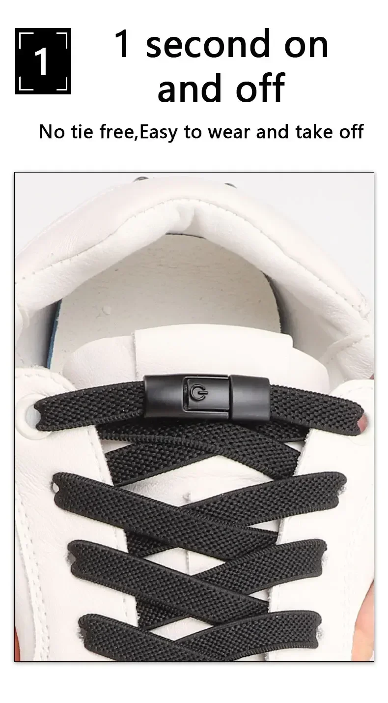 Bunte Press-Lock-Schnürsenkel ohne Krawatten, elastische Schnürsenkel, Sneaker, 8 mm, verbreiterte Wohnungen, keine Krawatte, Schnürsenkel für Kinder und Erwachsene – Detail 3