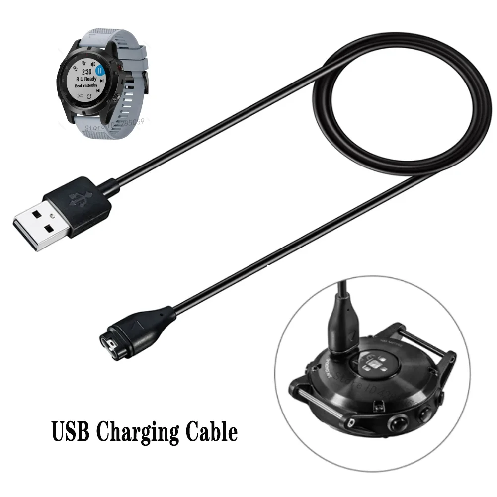 Cable de carga USB de 1m para Garmin Fenix 8 43mm 47mm 51mm/7/7S/7X/6/6S/6X/5/5S/5X Forerunner 245 255 265 645 955 965 Vivoactive 5