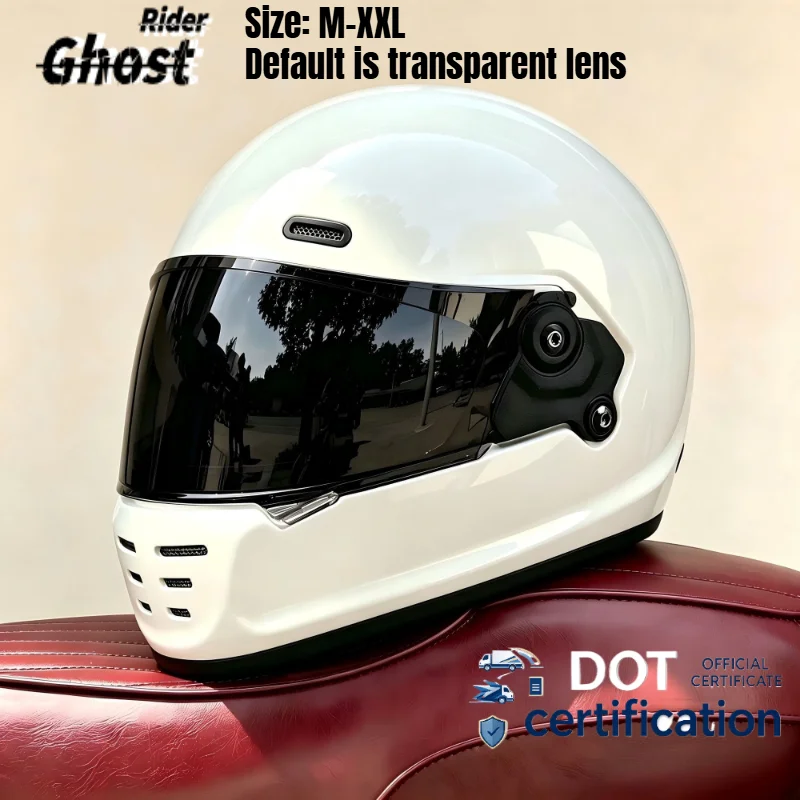 Fiberglass Full‑Face Motorcycle Helmet, Lightweight Impact‑Resistant Motorbike Helmet with Clear Visor for Commuting & Touring