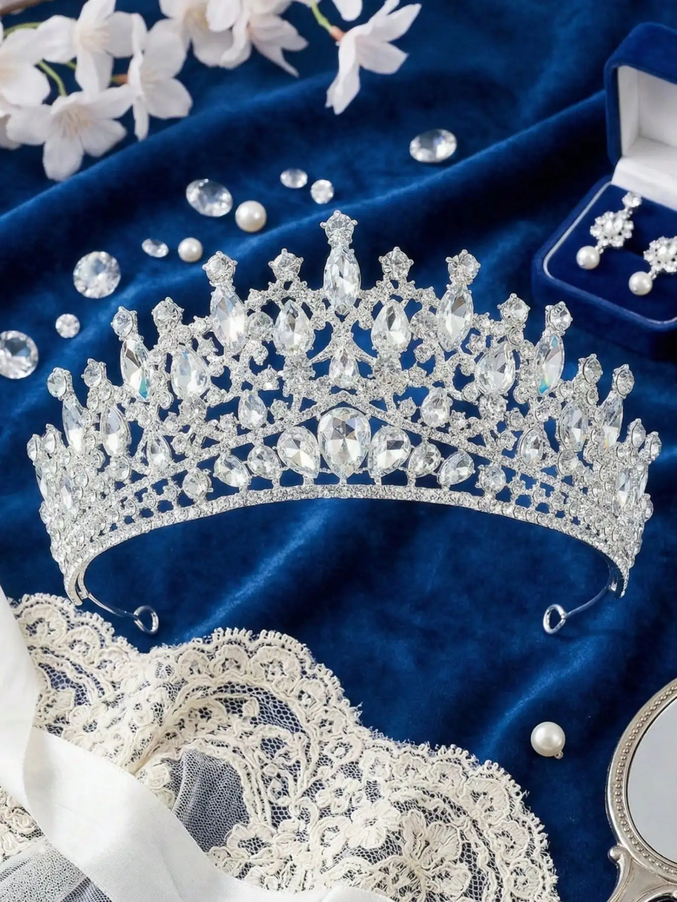 

Элегантная свадебная корона с кристаллами, серебряный головной убор принцессы с кристаллами, подходит для свадьбы, выпускного вечера, конкурса красоты, 1 шт.