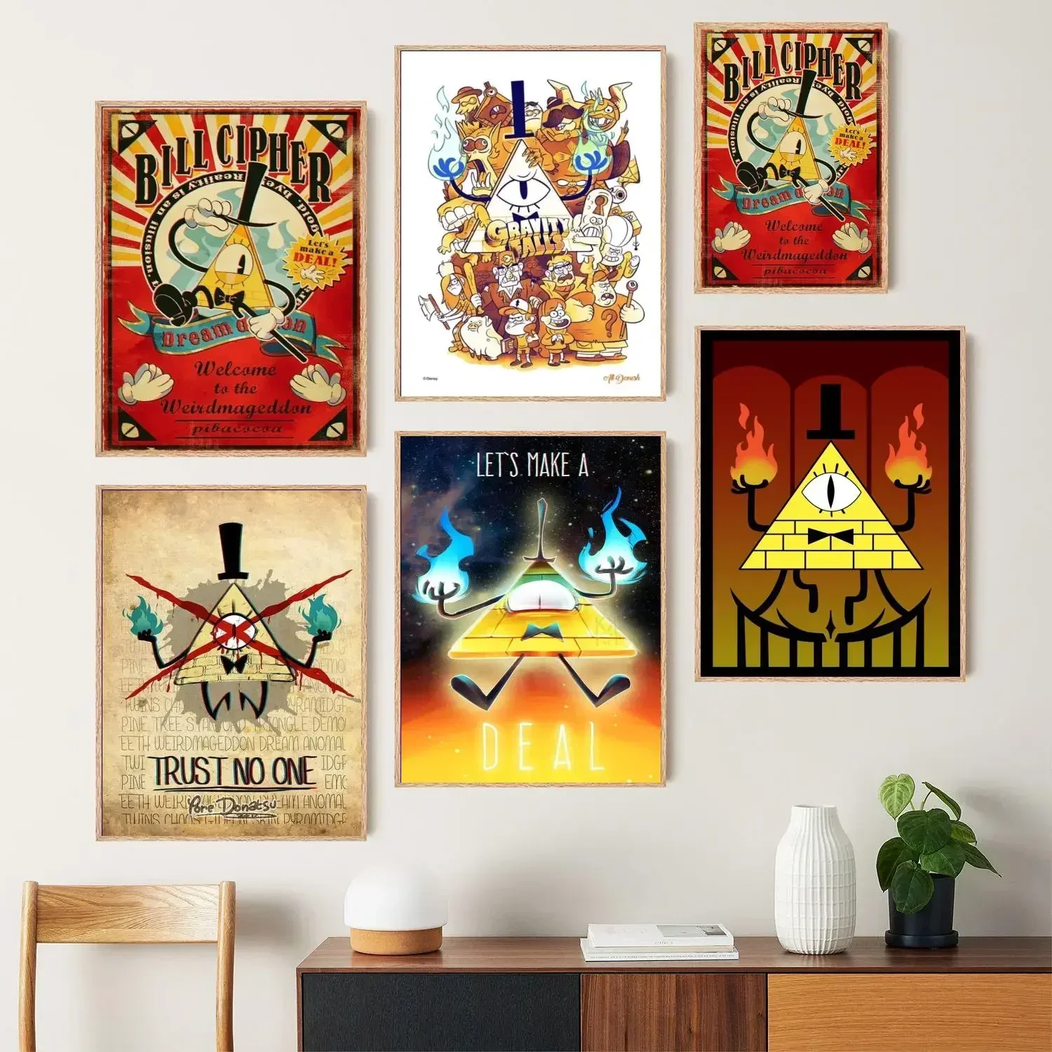 bill cipher Poster Prints Canvas Painting Wall Art Poster For Modern Family Living Room Home Decor