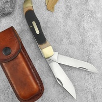 Schrade 25OT Folding Knife Brass + Resin Handle 440C Blade Outdoor Hiking Anti-skid Combat Defense Ambidextrous Tactical Knives