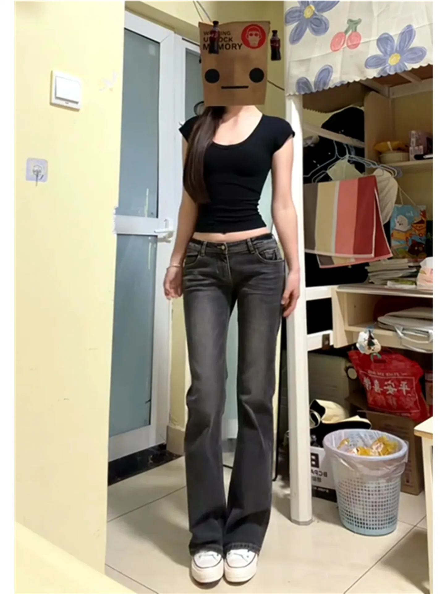 

American Vintage Low Waist Bell Bottom Jeans Women's Slimming Casual Cotton Denim Spring Fashion Ladies' Pants