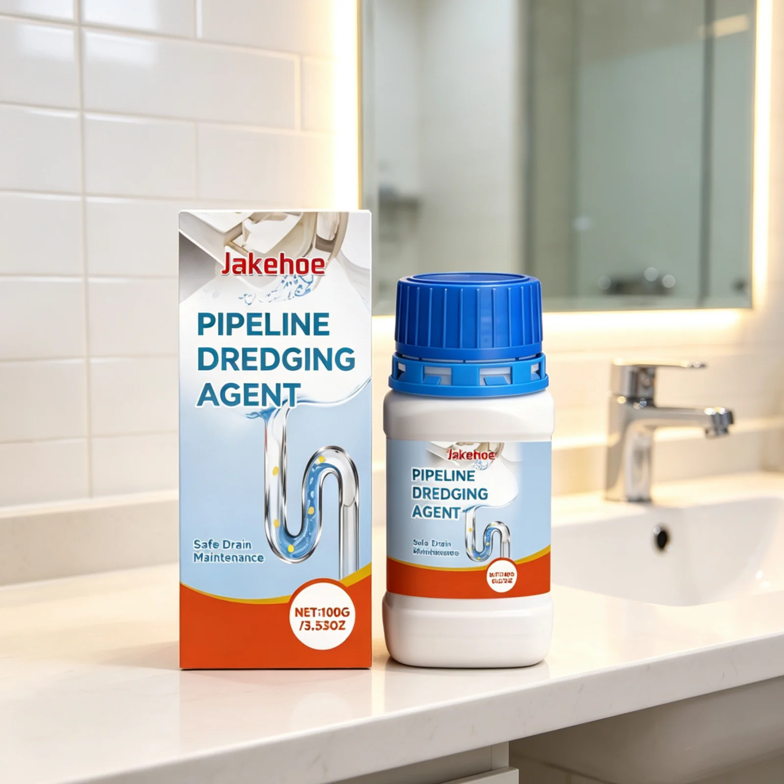 Jakehoe Pipeline Dredging Agent Powder Deep Decontamination Quickly Remove Blockages Fresh Fragrance Drain Cleaner Powder 100g